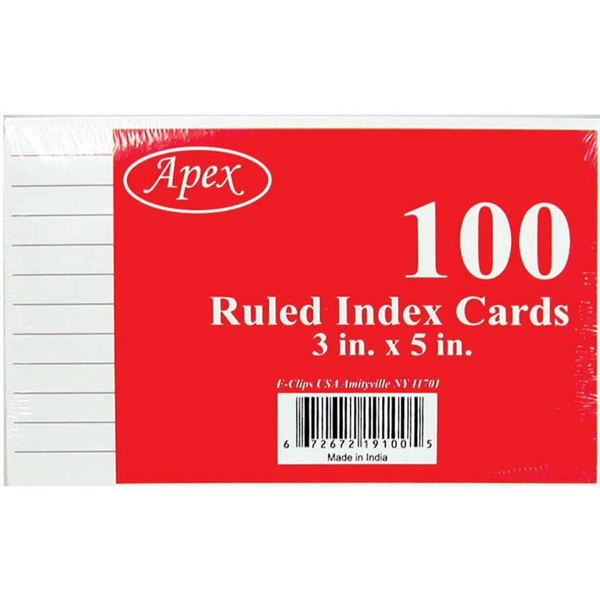 72 Bulk Index Cards, 3x5, 100 Pk, White, Ruled at