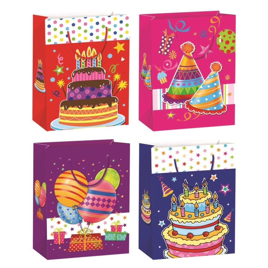 72 Bulk Birthday Glitter Gift Bag Extra Large - At - Bluestarempire.com