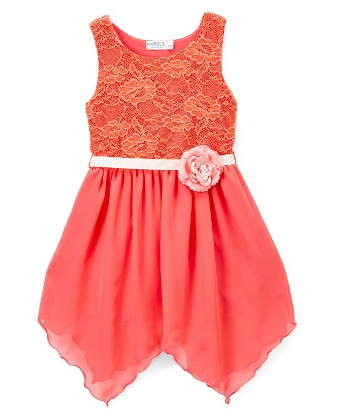 6 Bulk Girls' Coral Chiffon Dress In Size 4-6x - at - bluestarempire.com