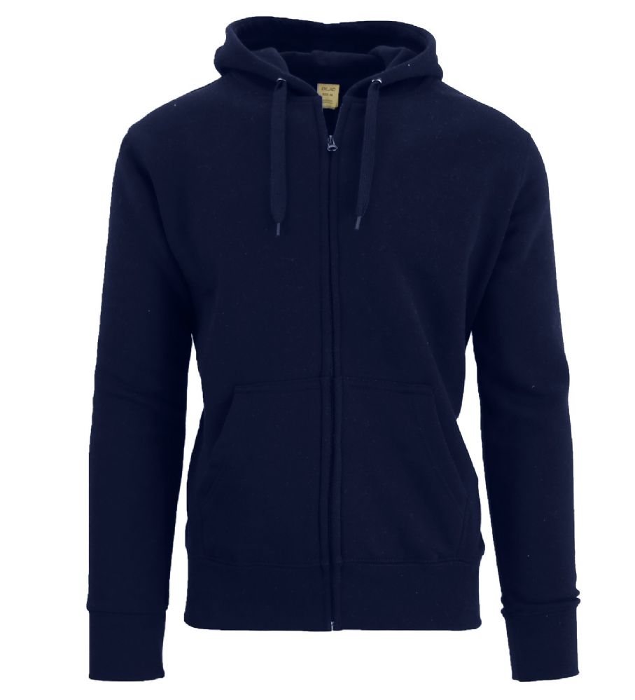 24 Bulk Men's Fleece Lined Zip Hoodie Solid Navy at