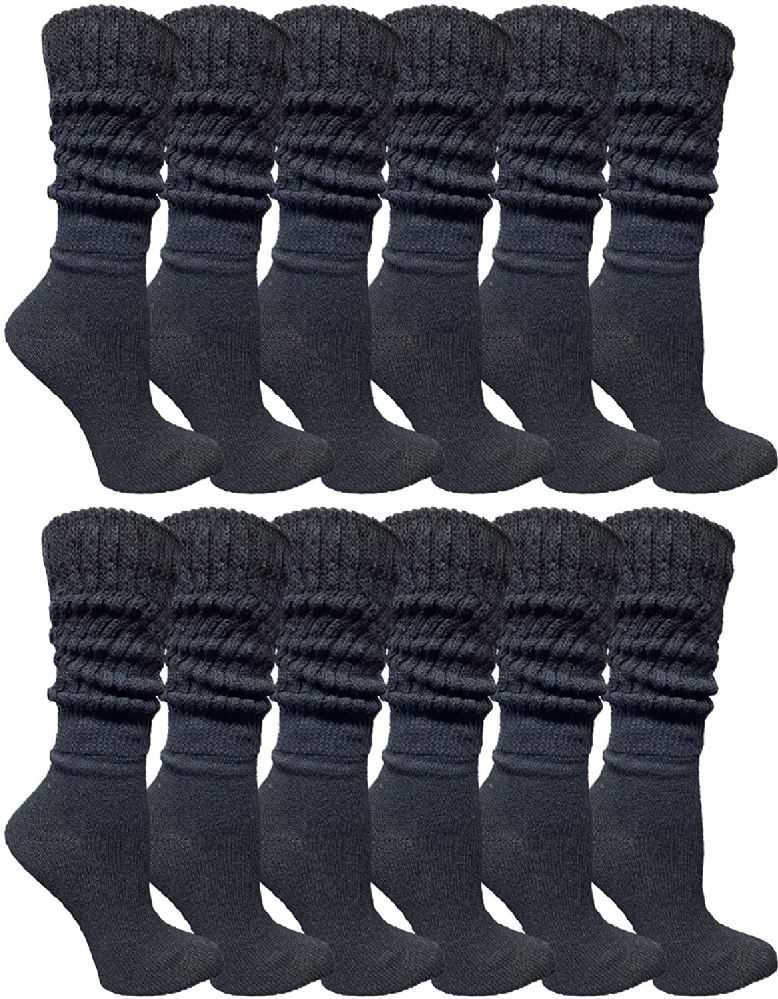 12 Pairs Yacht & Smith Women's Assorted Colored Slouch Socks - Womens Crew  Sock - at 