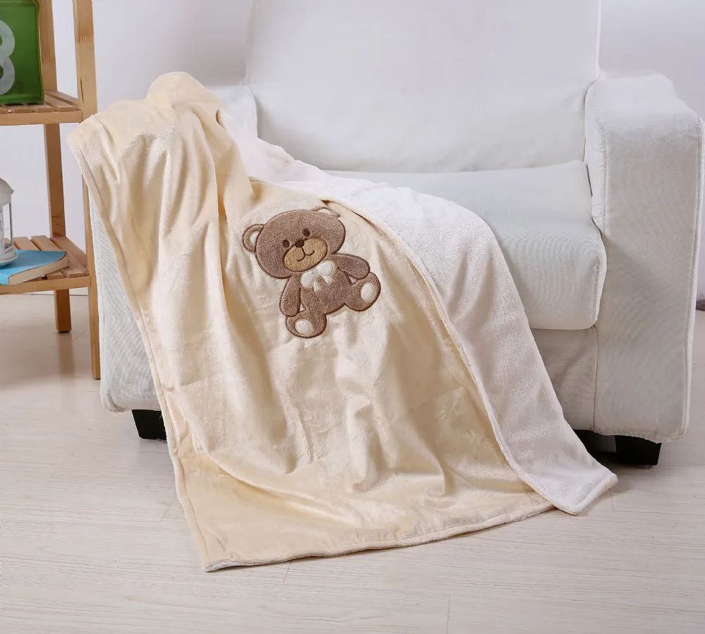 24 Bulk Teddy Bear Baby Blanket In Beige at bluestarempire