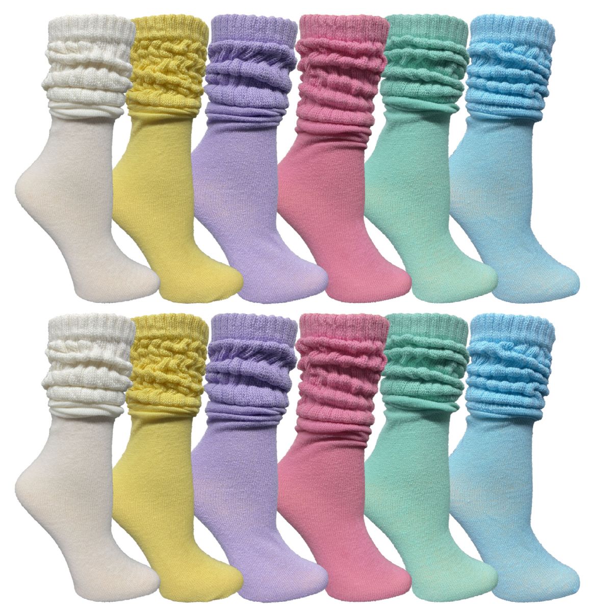 36 Bulk Yacht & Smith Slouch Socks For Women, Assorted Pastel Colors