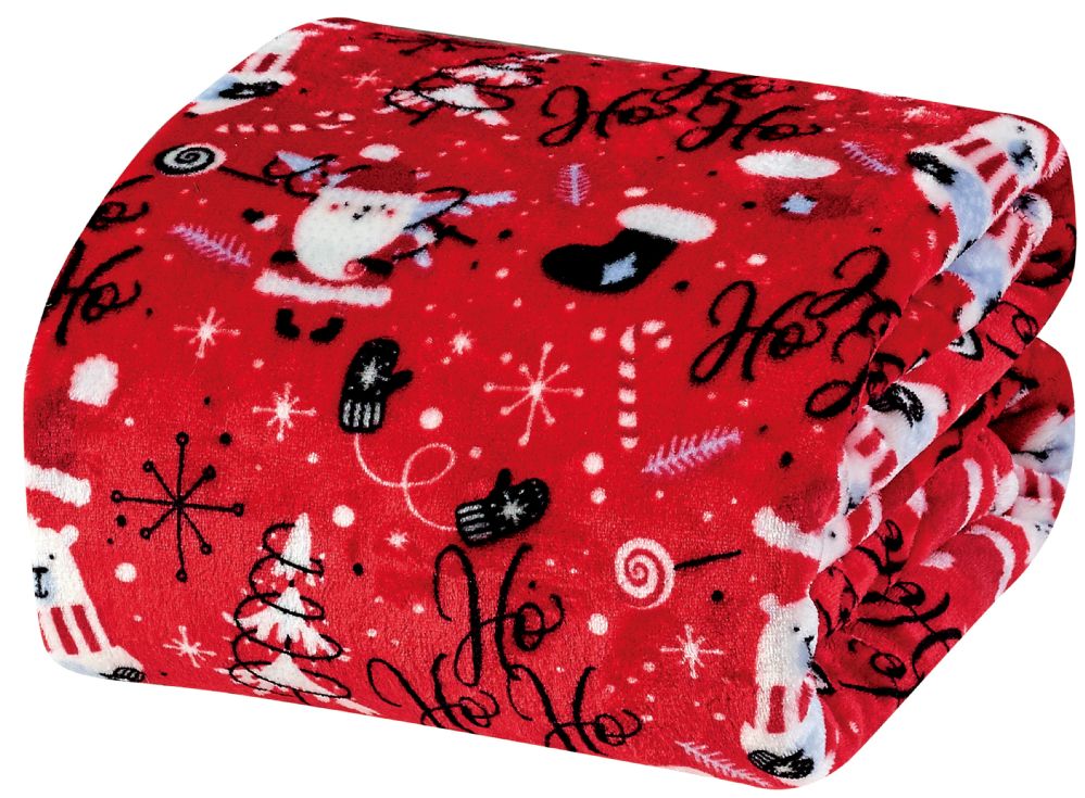 24 Bulk Christmas Printed Red Santa Fleece Blankets Size 50 X 60 - at ...