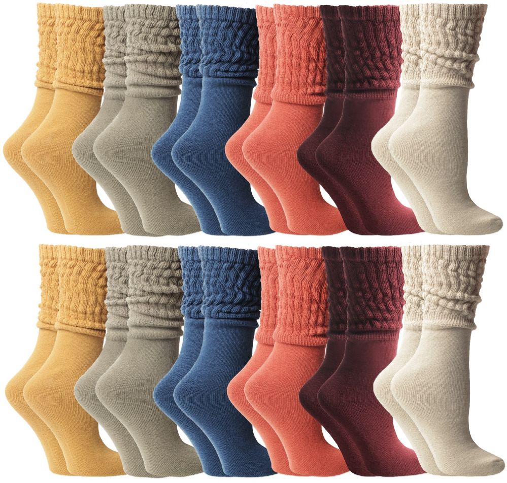 24 Bulk Yacht And Smith Slouch Socks For Women Assorted Colors Size 9 11 Womens Scrunchie Sock 6682