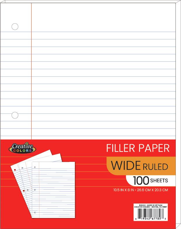 48 Bulk Filler Paper - 10.5 X 8 Inch - 100 Sheets - Wide Ruled - at ...