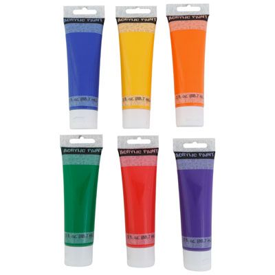 48 Bulk Paint Acrylic Tube 3floz(88.7ml)6ast Colors Peggable