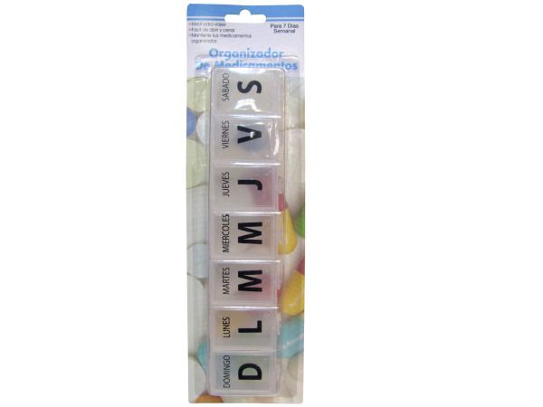 24 Bulk Large Spanish Language 7-Day Pill Box - at - bluestarempire.com