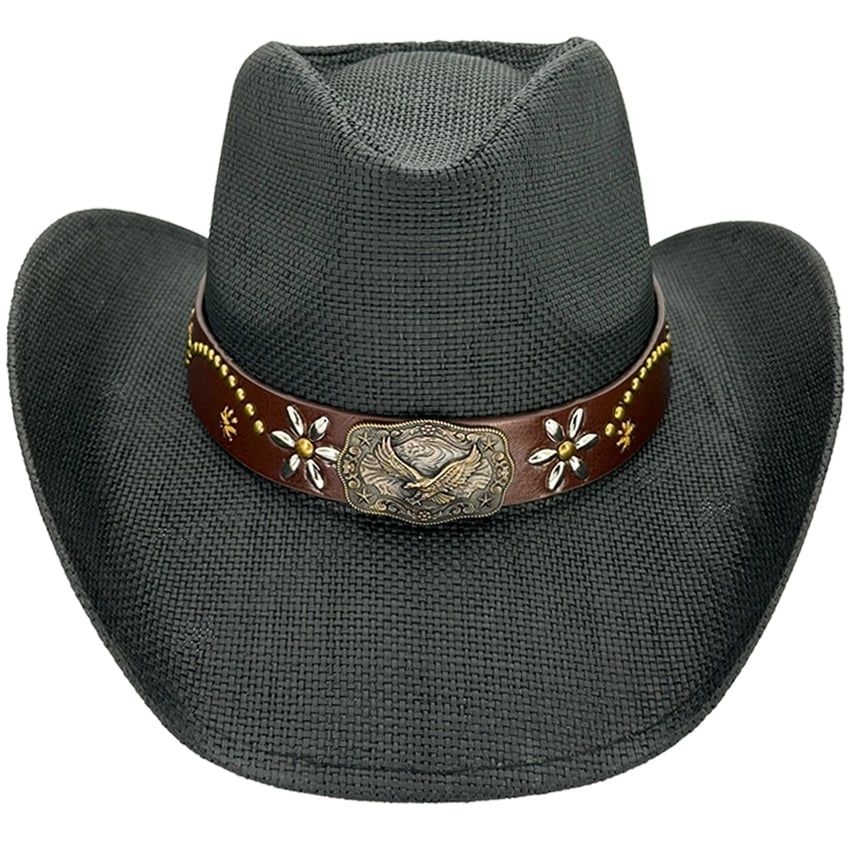 West Hat Band - Cowboy Hat Band - Leather Like Black