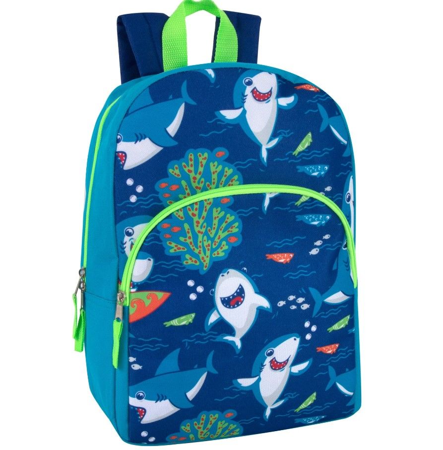 24 Bulk 15 Inch Character Shark Backpacks - at - bluestarempire.com