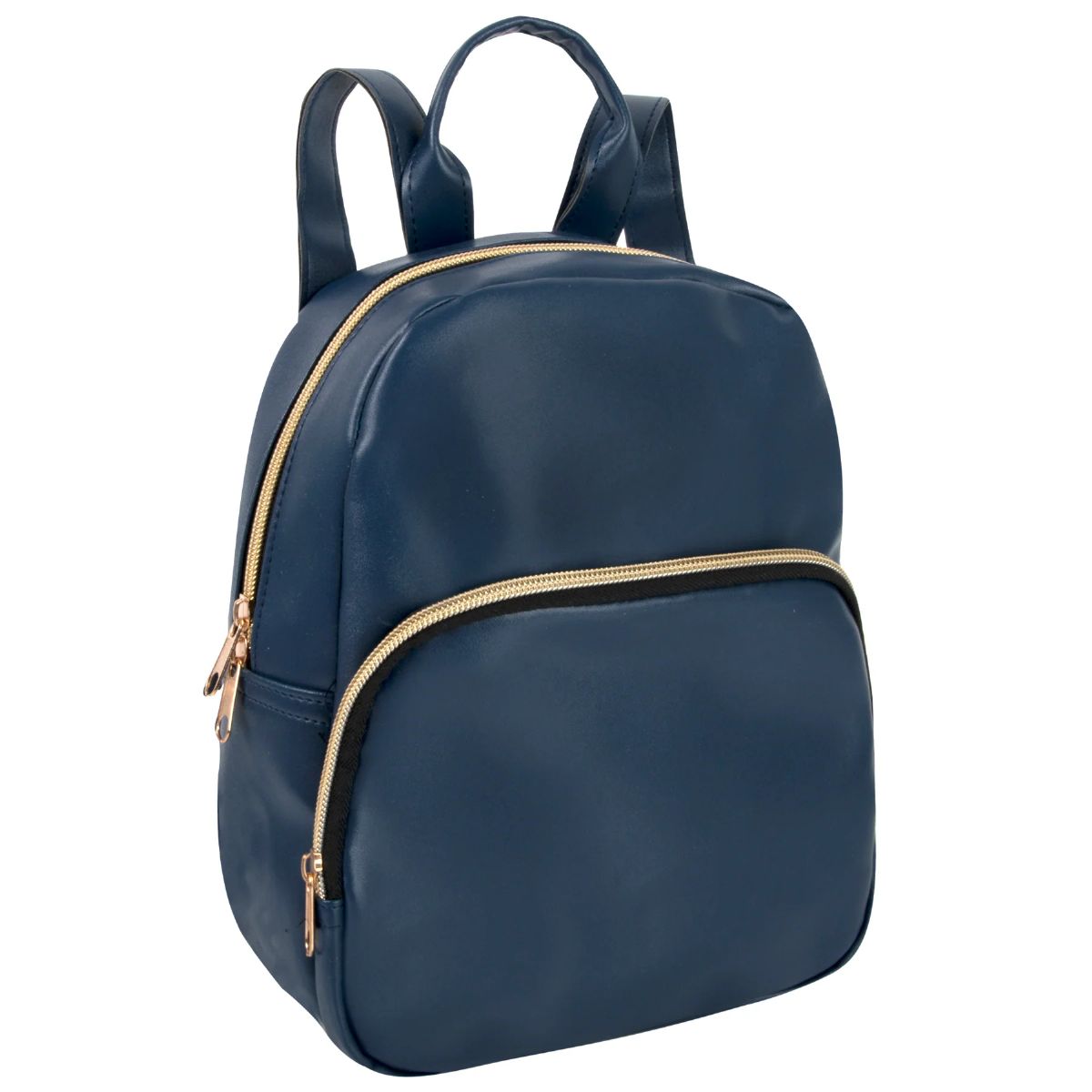 24 Bulk Mini 10 Inch Navy Vinyl Backpack With Front Dome Zipper