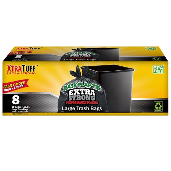 30GAL BLUE RECYCLING TRASH BAG 8CT-24